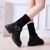 White Mid-Calf Boots Women's Shoes Round Toe Booties Ladies Winter Footwear Boots-women Low Heels Booties Short 2025