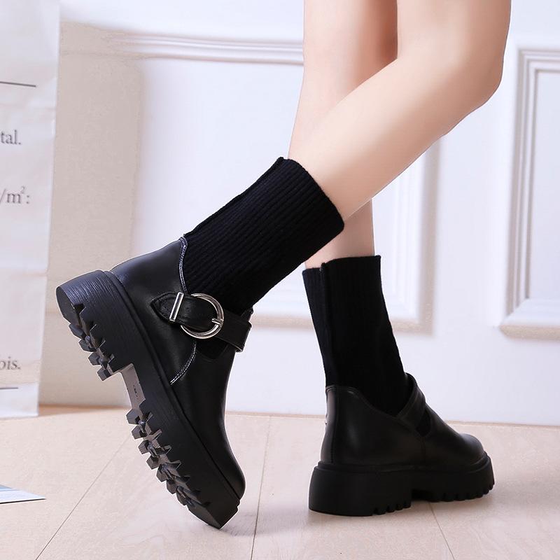White Mid-Calf Boots Women's Shoes Round Toe Booties Ladies Winter Footwear Boots-women Low Heels Booties Short 2025