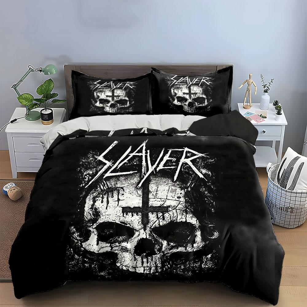 Skull with Cross Gothic Design Bedding Duvet Cover Set Duvet Cover Pillowcases (1*Duvet Cover 2*Pillowcases, without duvet insert)