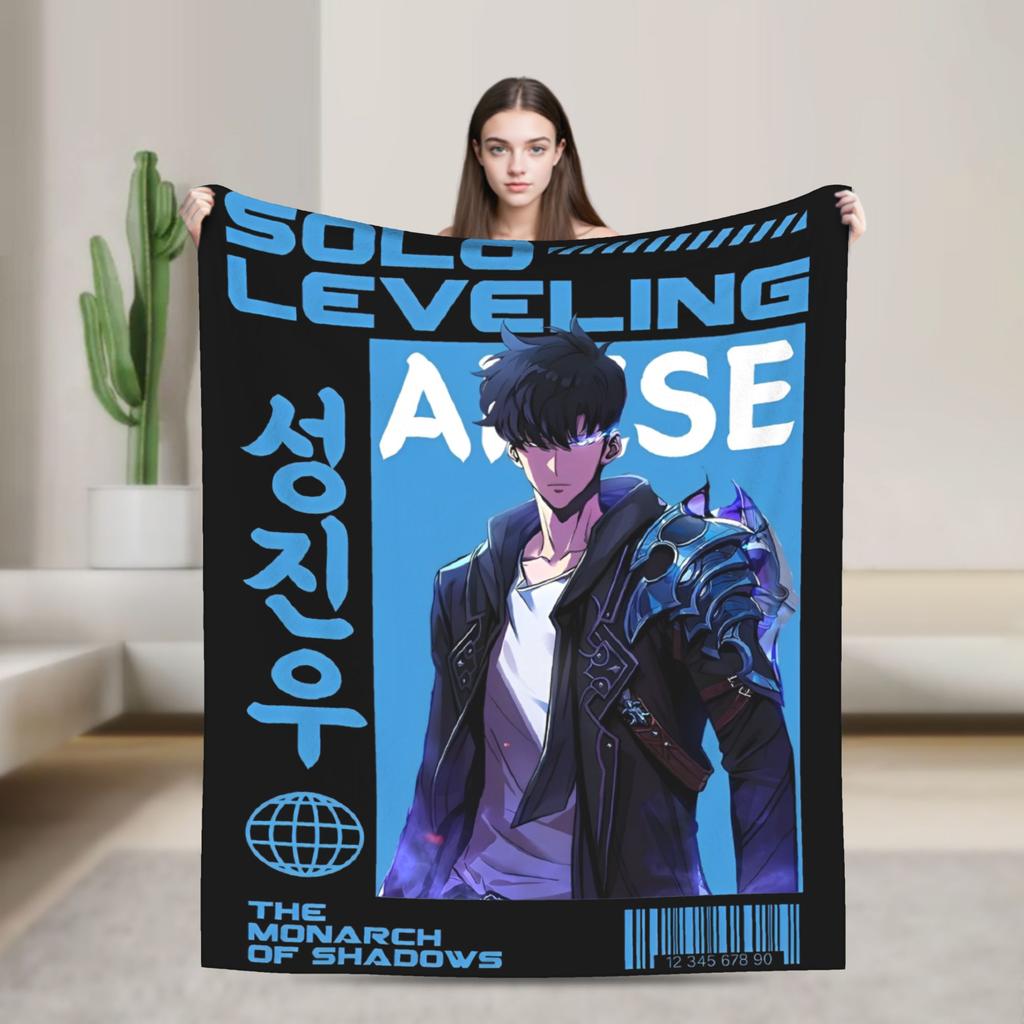 Поднятие уровня в одиночку Сон Джин У Шерстяные одеяла Убийца рыцарей Аниме Мода Плед для покрывала 150*125см Легкий