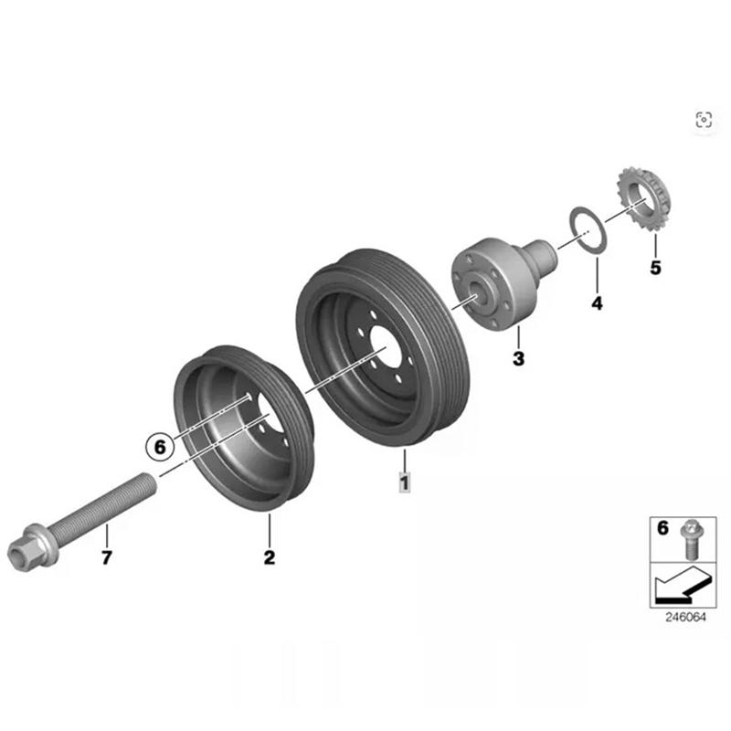Pulley Belt Crankshaft For BMW F20 F22 F23 F30 F31 32 F33 F34 F36 F07 F10 X1 E84 X3 F25 X4F26 N20 11237624103 Engine Accessories