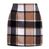 Women's High Waist Plaid Skirt Skinny Pencil Wool  Skirt