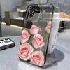 Минималистичный чехол с розой для iPhone 16 15 14 13 12 11 Pro Max XS X XR 8 7 Plus 16e SE 2020 Цветочный противоударный прозрачный силиконовый чехол