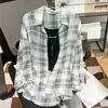 Womens Summer Checkered Shirt Breathable Long Sleeve Chiffon Blouse Lightweight Open Front Top Outerwear