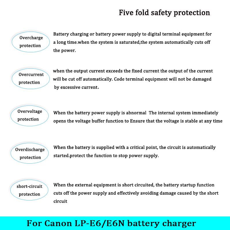 LC-E6E LC-E6 Charger For Canon LP-E6 LP-E6N LP-E6NH Battery EOS 70D 60D 5D Mark III 5D Mark IV 5DSR 6D MARK II 60D 80D 7D R5 R6