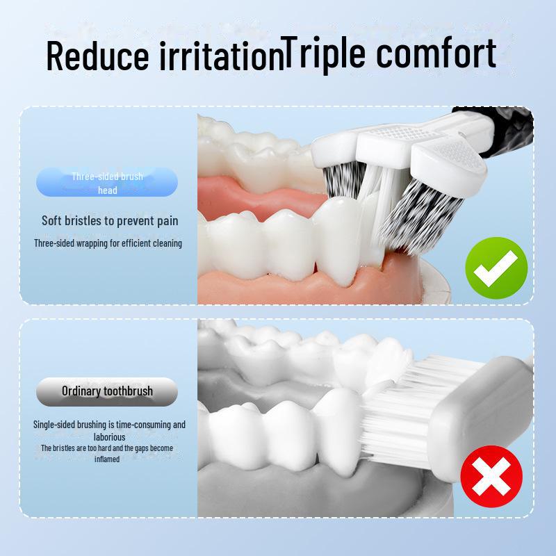 Advanced Antibacterial Spiral Adult Toothbrush with Soft Bristles and Triple Heads
