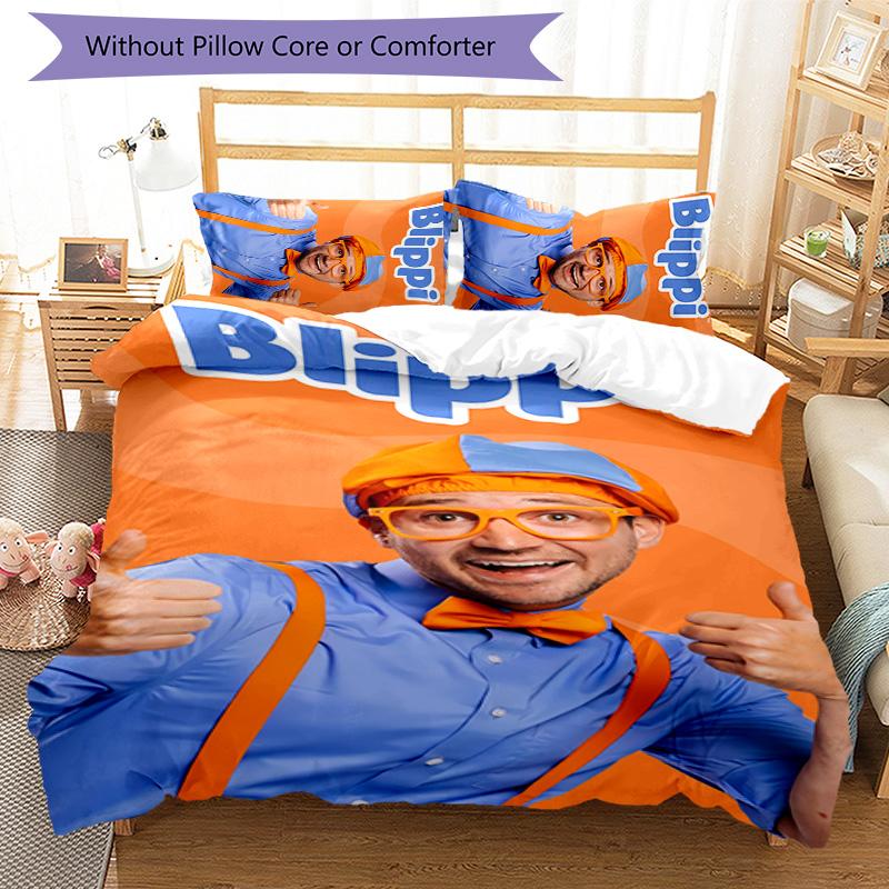 3pcs Blippi pattern bedding set duvet cover set includes duvet cover &pillowcases, perfect all season bedroom decoration & gift