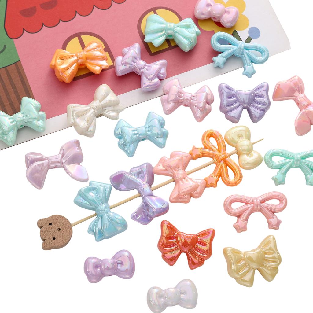 2/10 шт. акриловые бусины-бантики цвета AB, разбросанные бусины для самостоятельного изготовления браслетов, ожерелий и ювелирных изделий