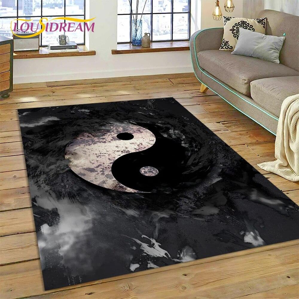 Yin and Yang 3D Naturalize Chinese Tai Chi Carpet Rug for Home Living Room Bedroom Sofa Doormat Decor,Kids Area Rug Non-slip Mat