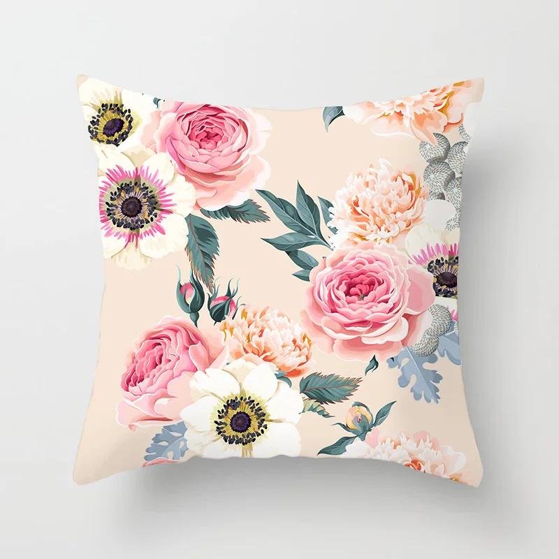 Watercolor-Style Floral Paintings Double-Sided Printed Pillow Cover Short Plush Suitable Living Rooms Sofas Throw Cushion Cover