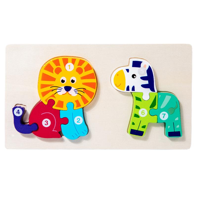 Wooden Food Chain Puzzle Animal Building Block Early Education Children Three-Dimensional Puzzle Intellectual Toy