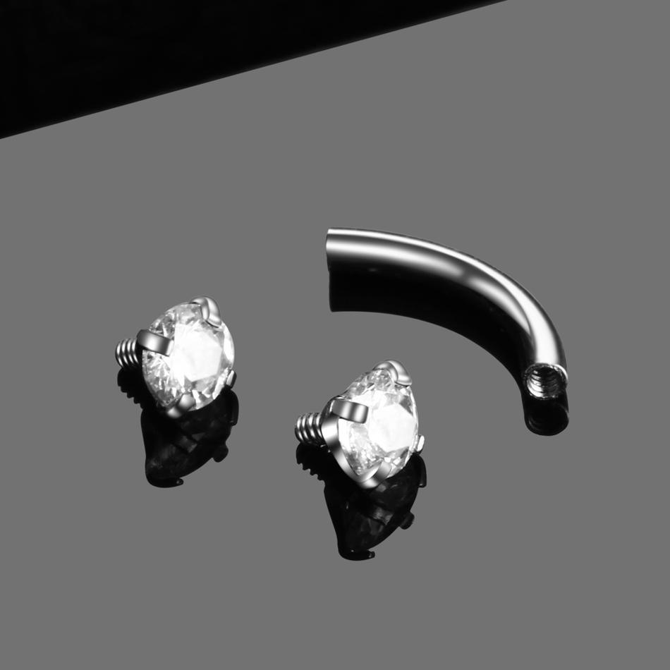 1PC Steel Crystal Gem Eyebrow Ring Tragus Helix Rook Earring Piercings Curved Banana Piercing Lip Helix Rings Jewelry 16G