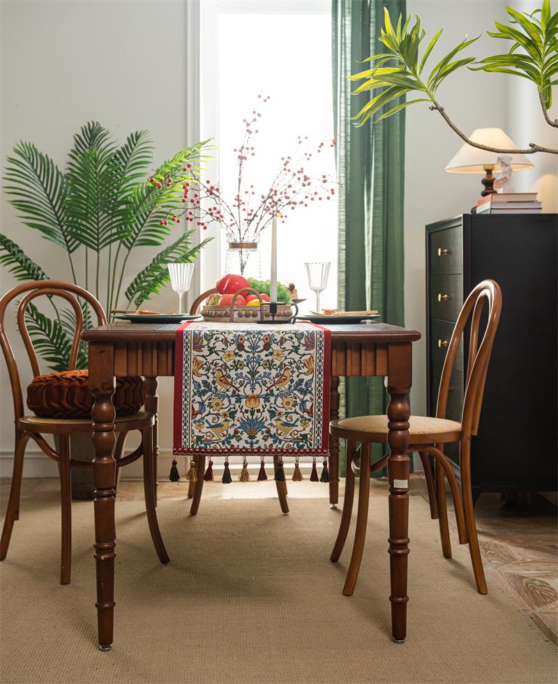 Американский Ретро Жаккардовый Сорока Цветок Кисточка Столовая Дорожка/Покрывало Полиэстер