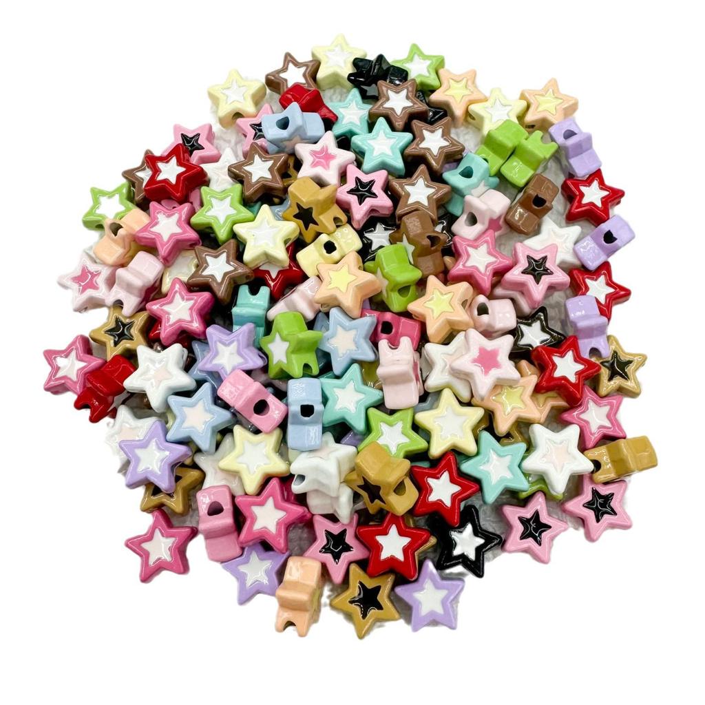 Двухцветные бусины в форме пятиконечной звезды из сплава для самостоятельного изготовления украшений и браслетов.