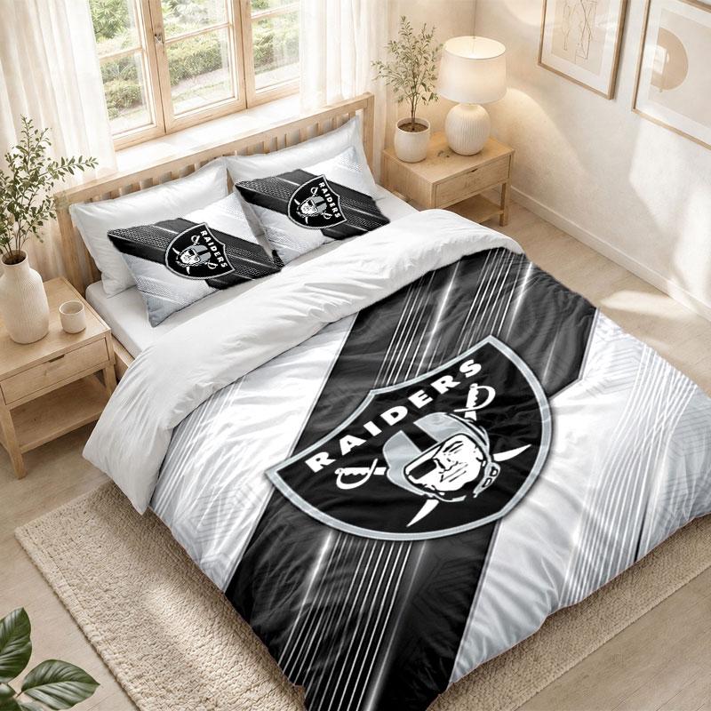 Bedding Set 1 Duvet Cover 2 Pillowcases Las Vegas Raiders Print Bedroom Home Decoration