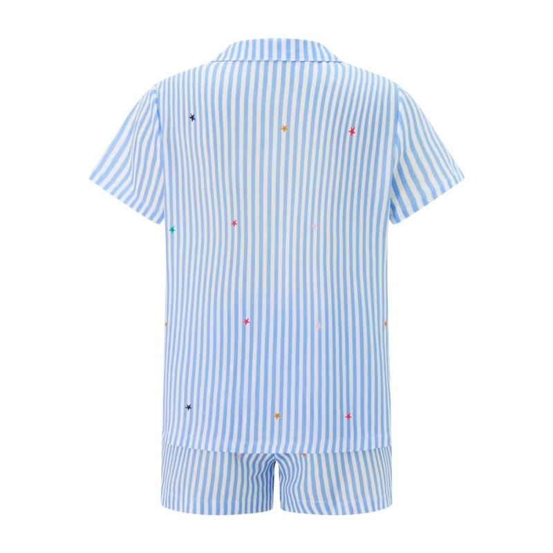 Полосатая женская пижама с шортами, комплект одежды для сна, летняя пижама, комплект из 2 предметов, домашняя одежда, корейский домашний костюм с коротким рукавом, одежда для сна