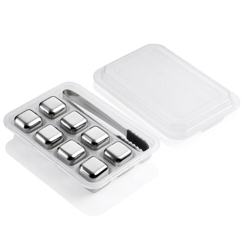 304 Stainless Steel Whiskey Ice Cubes - Fast-Freeze Metal Cooling Stones