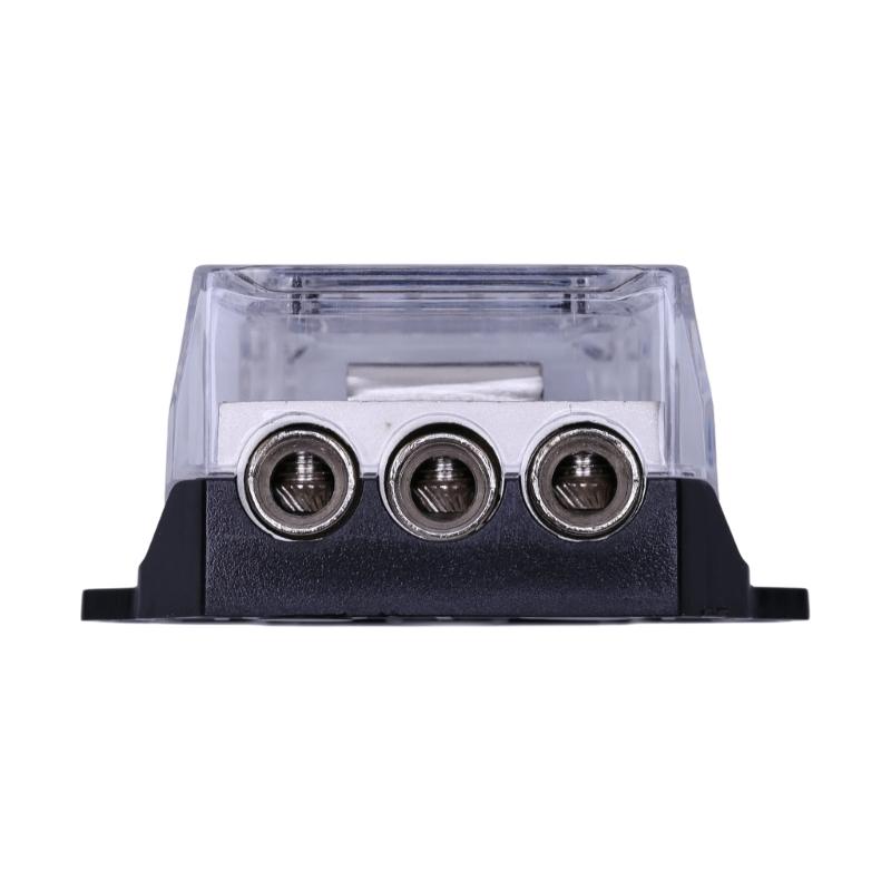 Vehicle Ground Terminal Block Metal Housing with Clear Cover for Amplifier Ground Cable Layout and Wiring Projects