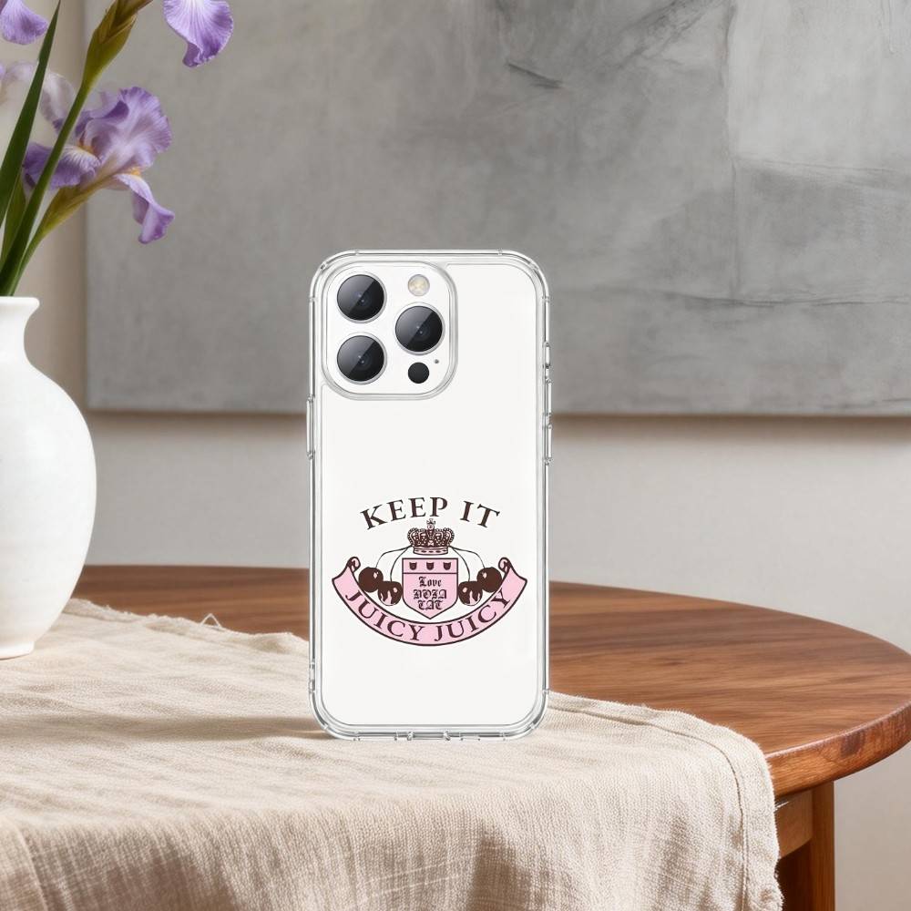 J-Juicy C-Couture ART Чехол для телефона для iPhone17,16,15,14,13 Pro Max,us,Мягкий прозрачный силиконовый чехол
