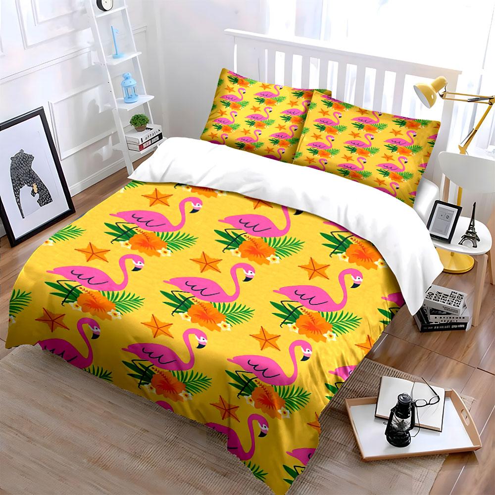 Flamingo Tropical Bedding Set Bedding Duvet Cover Set Duvet Cover Pillowcases  (1 * Duvet Cover 2 * Pillowcases, without duvet insert)