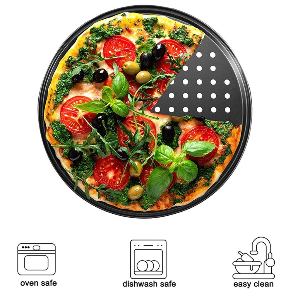 AA05 Pizza Tray Punching Baking Tray Non-Stick With Hole Pizza Mold Barbecue Tray Baking Mold Round Baking Tray 1