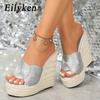 Peep Toe Platform Wedges High Heels Slippers Design Shoes Women Street Style Hemp Slide Summer