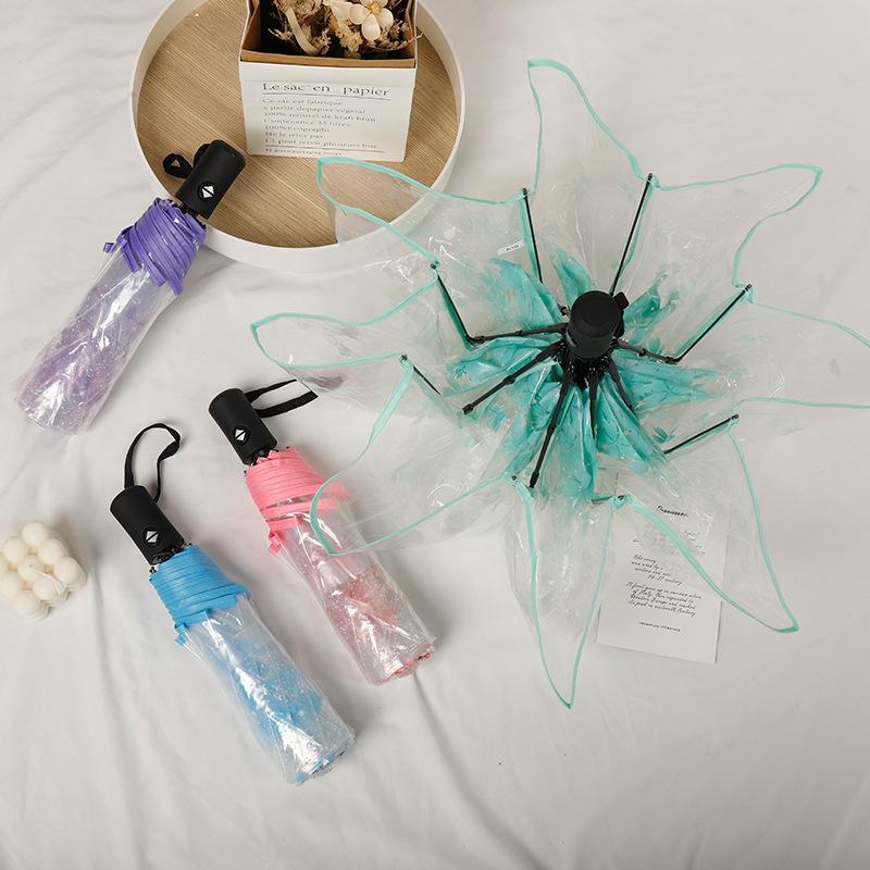 Прозрачный прозрачный зонт 3-кратный зонт