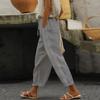 Women's Fashion Baggy Pants With Pocket Slim Breathable Lace Edge Solid Color Retro Casual Pants