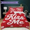 Passionate Kisses & Lips Pattern Bedding uilt Set uilt Cover Pillowcase Home Decoration Birthday Gift (1 * duvet cover + 2 * pillowcase without core)