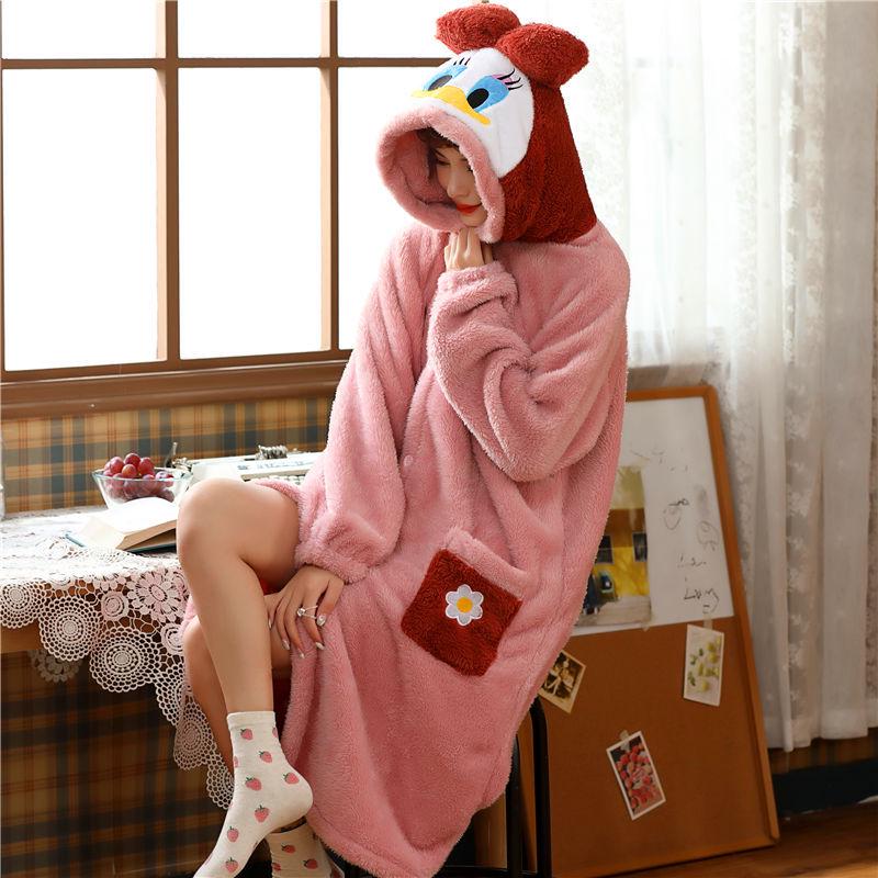 Фланелевая пижама с длинными рукавами, костюм для косплея Дейзи, женская зимняя утепленная домашняя одежда, пижамы, хлопковые пальто