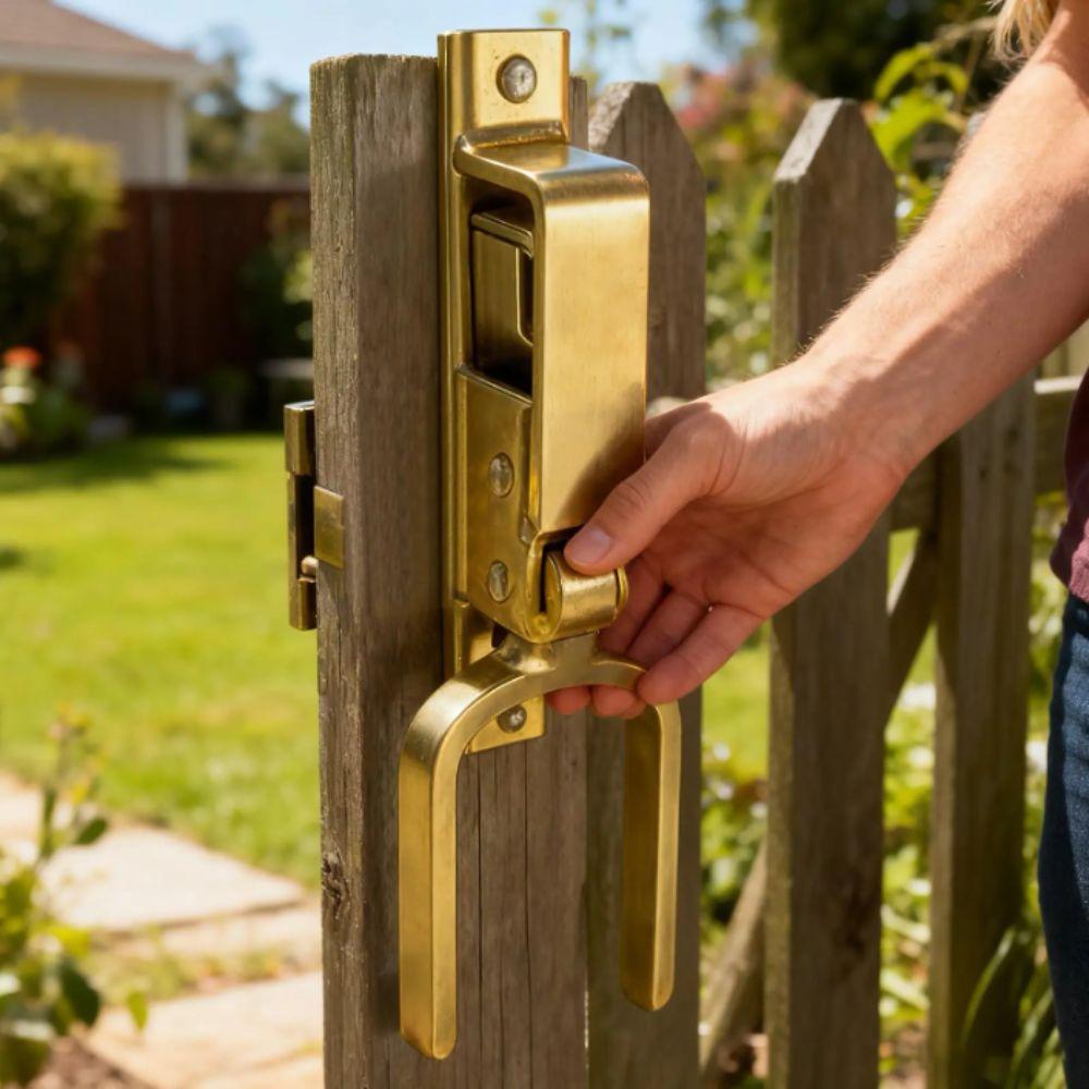 Rust-resistant Steel Heavy-duty Automatic Locking Lock Instant Locking Gate Lock Wooden Fence Gate