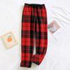 Женские пижамные штаны, плюшевые пижамные штаны с мягкой эластичной талией, клетчатые штаны с 2 карманами