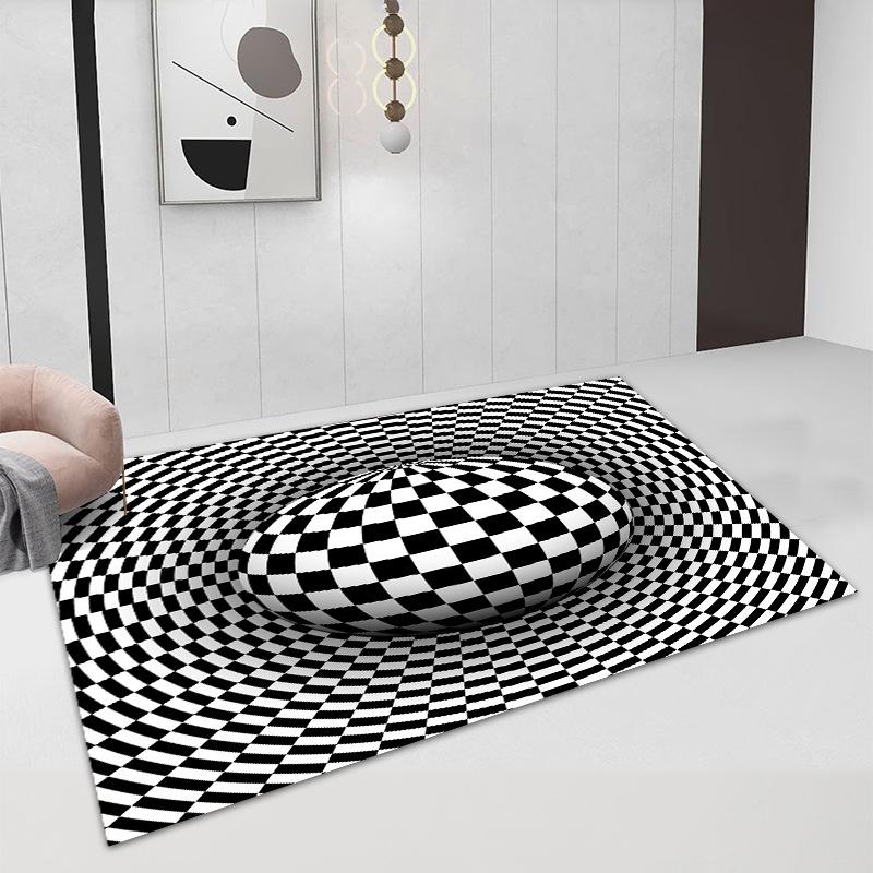 3D ковер с иллюзией Vortex, напольный коврик для входной двери, абстрактный геометрический оптический коврик, нескользящий напольный коврик, коврик для декора гостиной