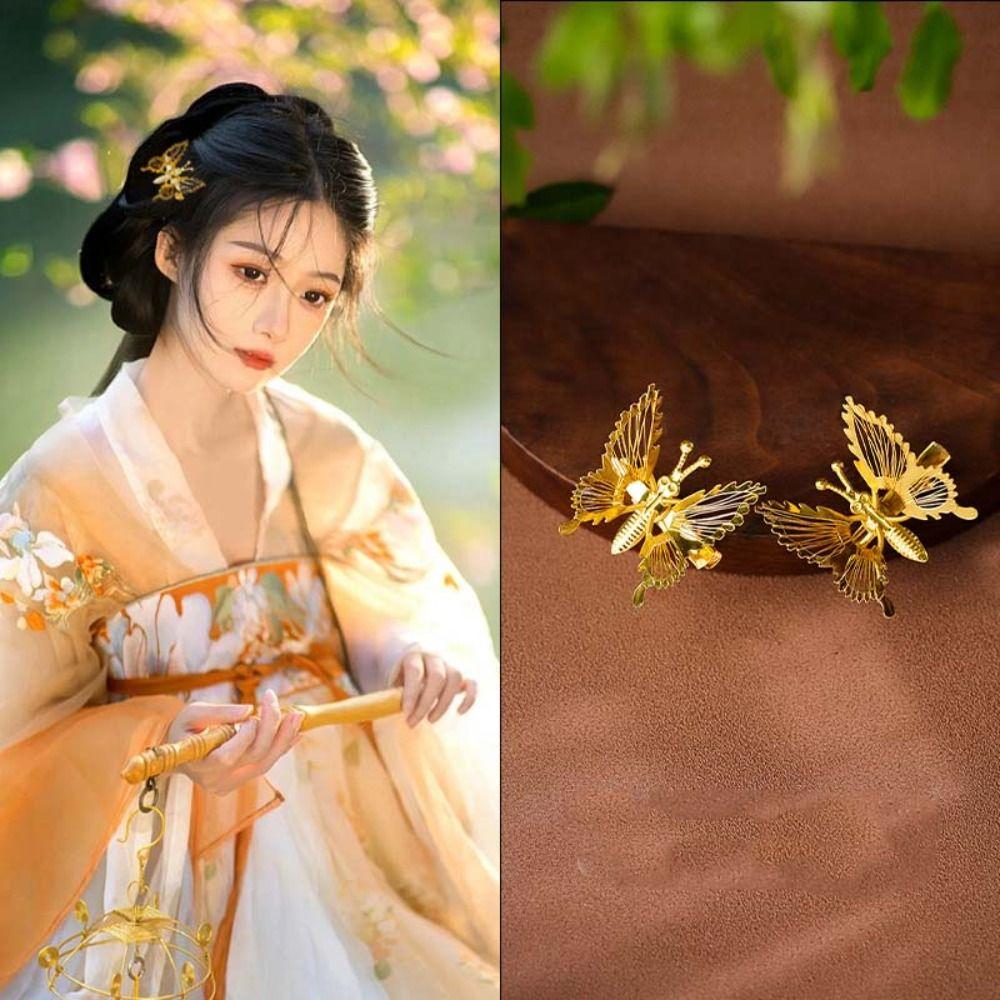 Flower Chinese Style Hair Stick Butterfly Hanfu Hairpin Cute   Cheongsam Accessories