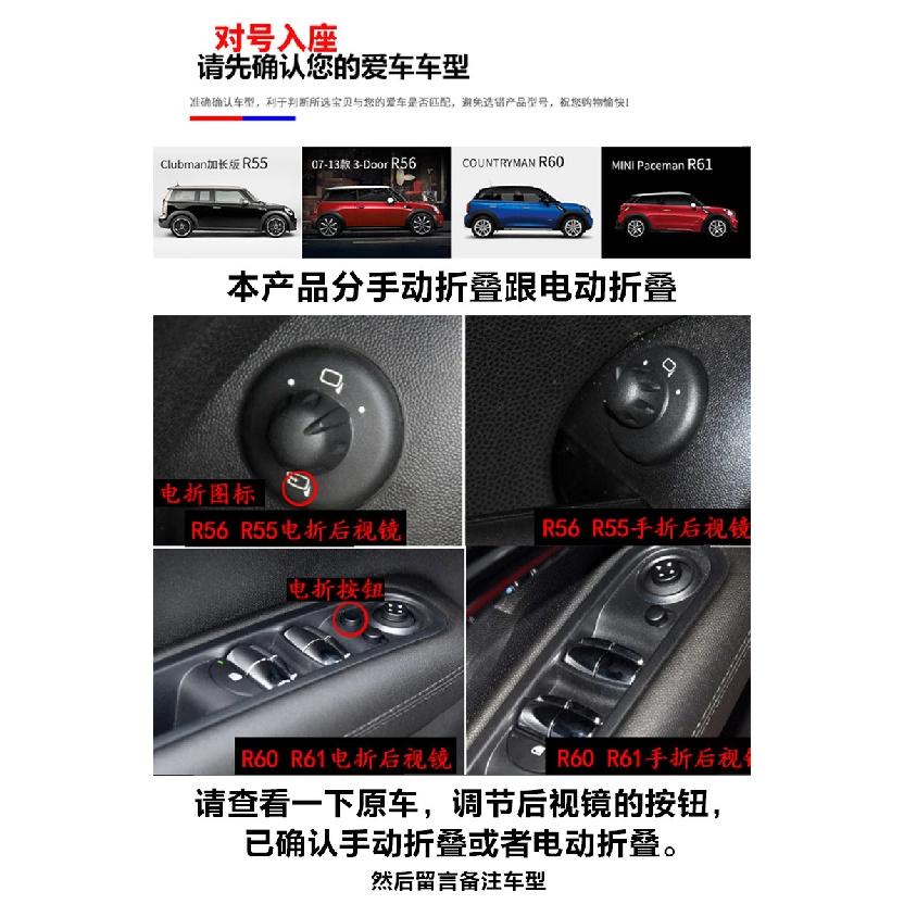 Door Rear View Mirror Covers Stickers Car-styling For Mini Cooper S Clubman Countryman Paceman R55 R56 R57 R58 R59 R60 R61