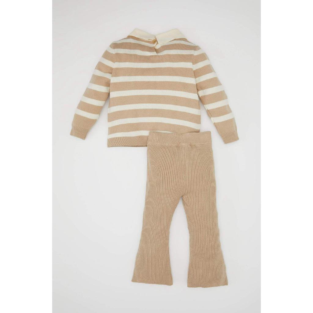 Baby Girl 2 Piece Striped Polo Yaka Knitwear Cossack Upper Spanish Paa Tights Lower C8453a524wn