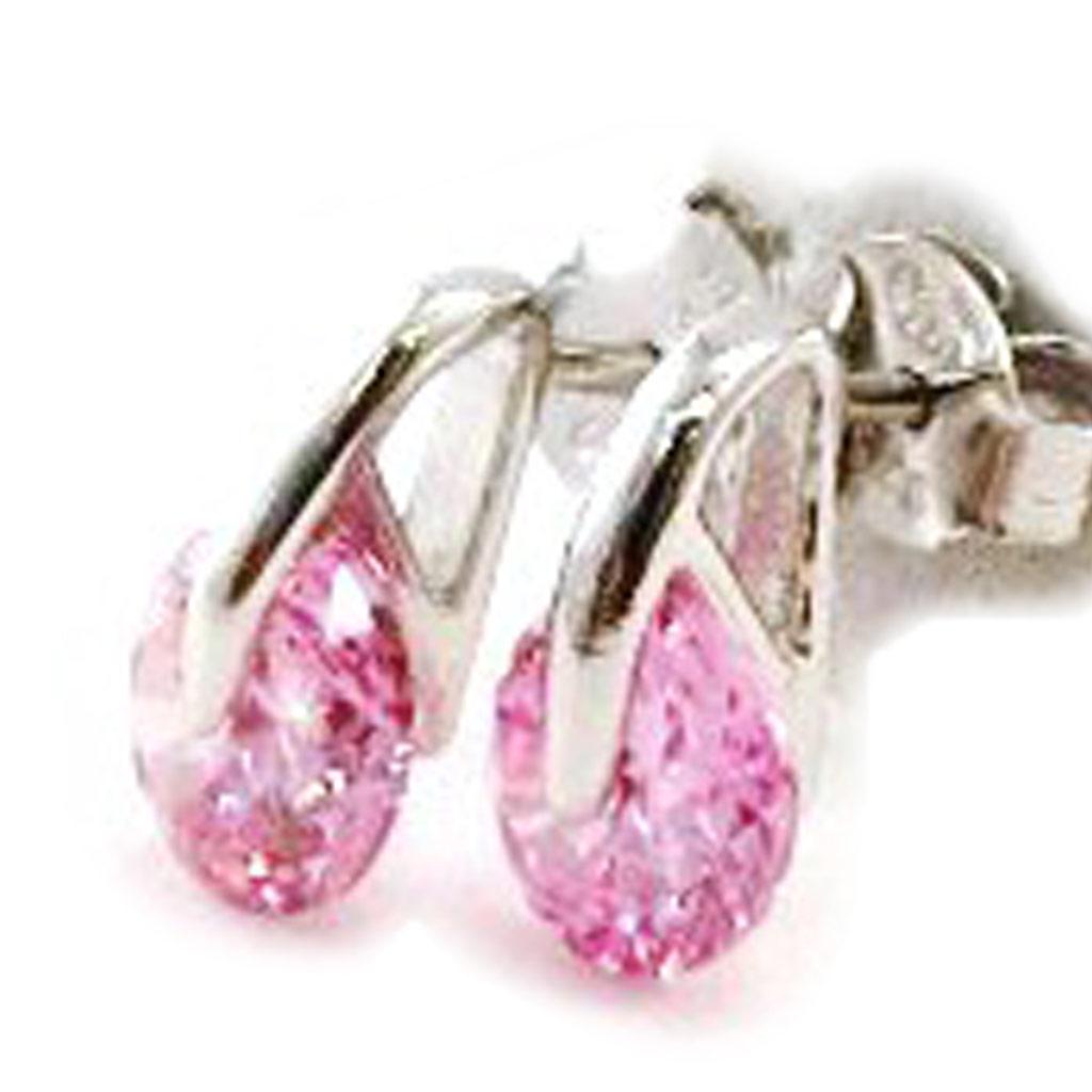 Les Trésors De Lily [I9842] - Серебряно-розовые серебряные серьги с кристаллами (родиевое покрытие) - 10x6 мм