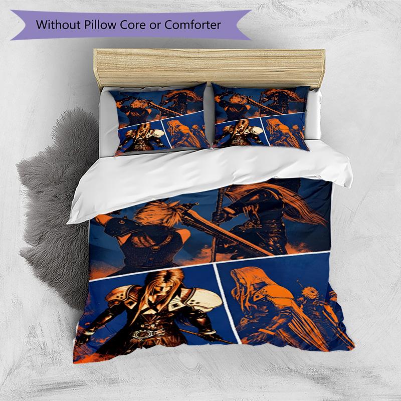 3pcs Duvet Cover Set (1*Duvet Cover + 2*Pillowcase, Without Core), Final Fantasy Print Bedding Set, Bedroom Decor, All‑Season, Birthday Gift