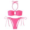 European and American split swimsuit, female sexy gathering solid color bikini three-point style