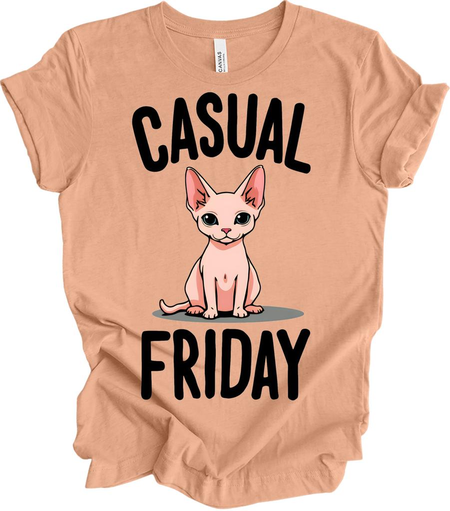 Casual Friday Hairless Cat Tee - Funny Sphynx Design
