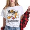 Cute Crazy Cat Lady Print T-shirts for Women Summer Lovely Short Sleeve Casual Round Neck T-shirts Ladies Creative Tops T-Shirts Women’s