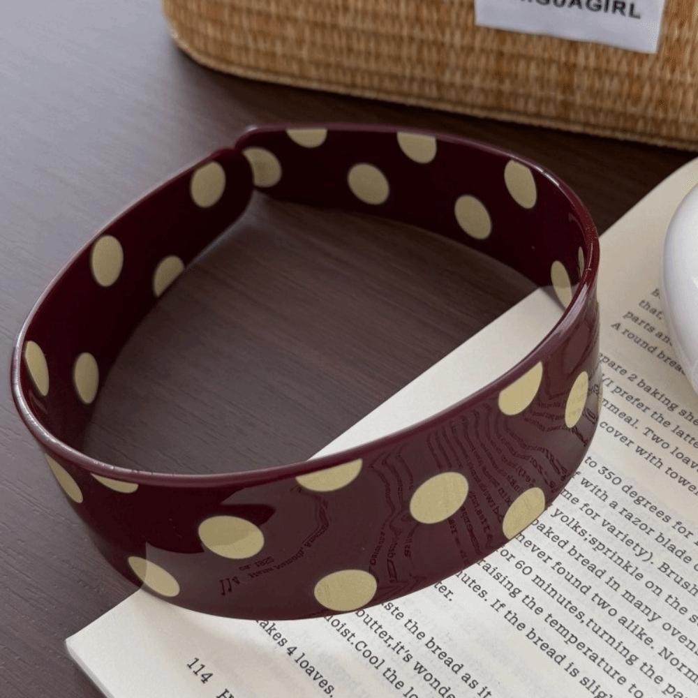 Wide Brim Acetate Plate Headband Retro Headwear Vintage Polka Dot Hair Hoop Commute
