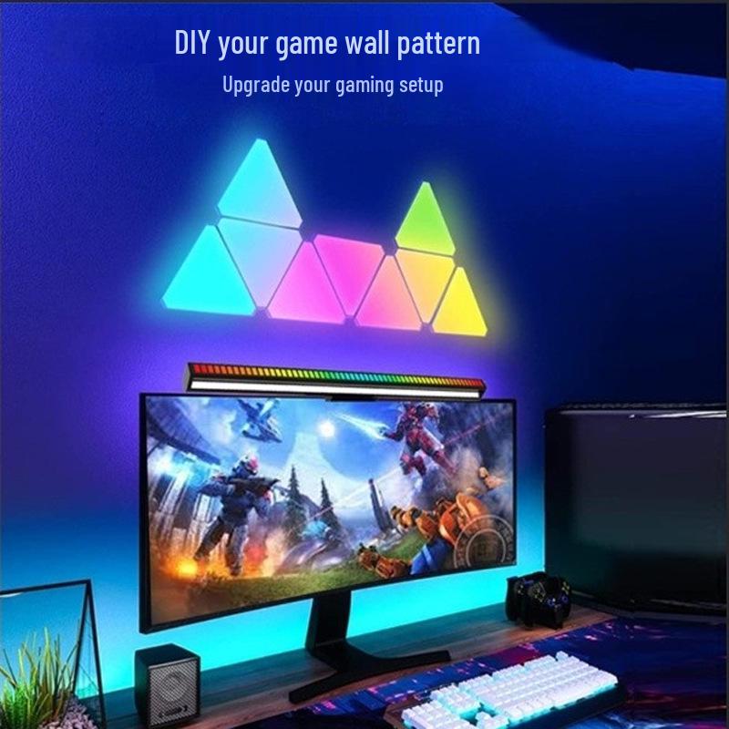 Smart WiFi LED Triangle Quantum Light: Customizable, Sound-Activated Decorative Light for eSports Rooms