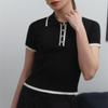 Тонкие трикотажные рубашки в рубчик для женщин, модная рубашка поло, элегантная рубашка с коротким рукавом, женская рубашка 2024 года, летние уличные повседневные офисные вязаные свитера, топы