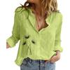 Women Fashion Cotton Linen Shirt Spring&Summer Casual Button-up Thin Top Floral Print Blouses