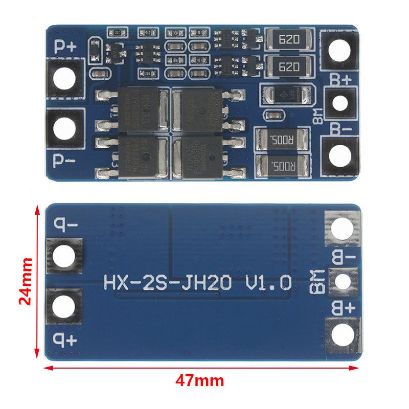 2S 7.4V Lithium Battery Protection Board with 8.4V Balancing, Overcharge/Overdischarge Protection, 10A Current.