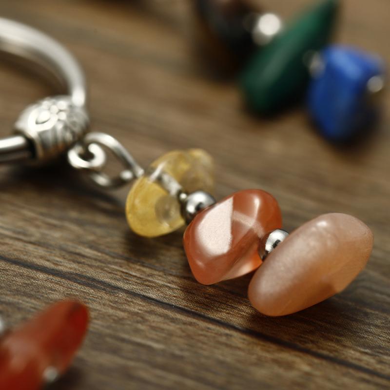 1 Piece Handmade Red Agate Card Combination Pendant Keyring Natural Stone Beads String Keychain Gifts
