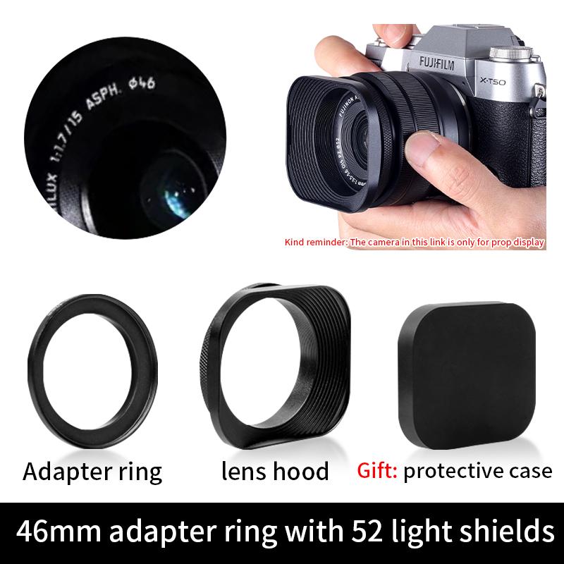 Металлический квадратный бленда для объектива камеры Совместим для Nikon16-50 Canon Sony Fuji15-45/35f2 Универсальный фотоаксессуар 52/43/46/39мм