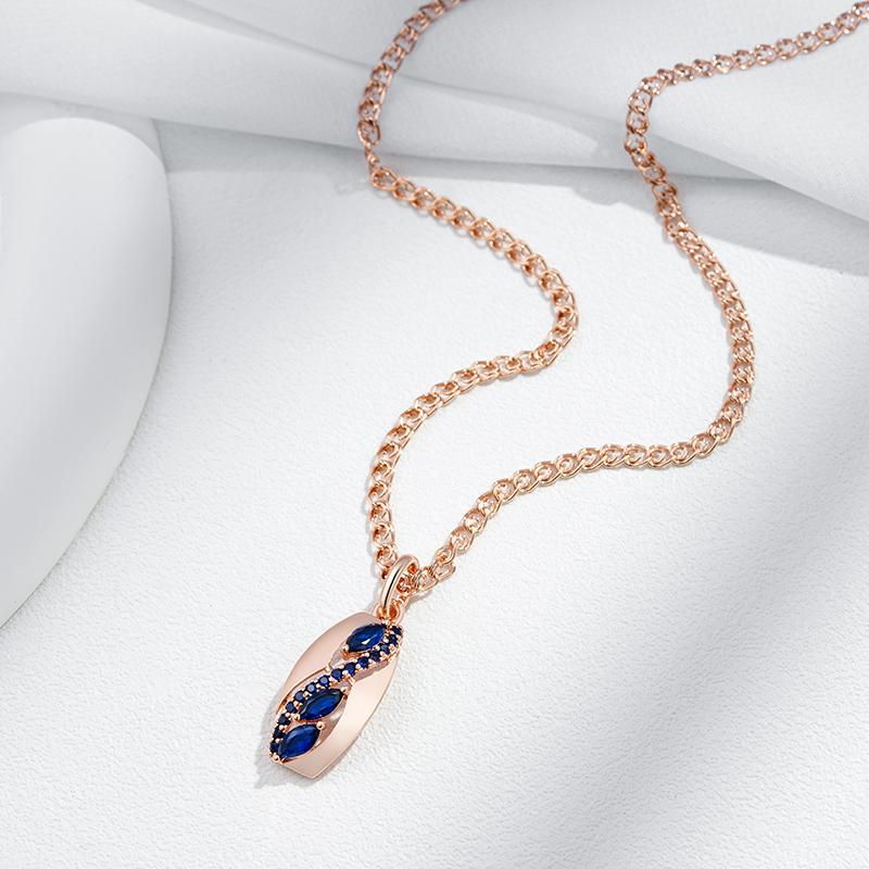 Блестящая подвеска-ромб с синим натуральным цирконом для женщин, модное ожерелье цвета розового золота, повседневные изысканные винтажные украшения