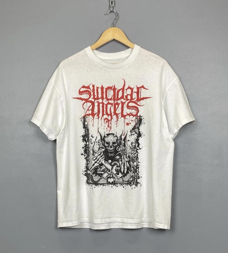 Suicidal Angels Rock Band TShirt Metal Skulls Ghotic Style UnisexS Size M White